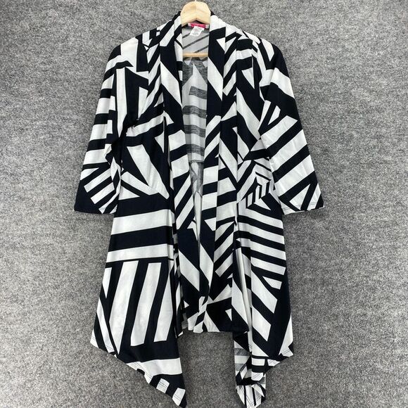 Pretty Woman Top Women S Small Black Geometric Open Front Long Sleeve Casual - Picture 1 of 7